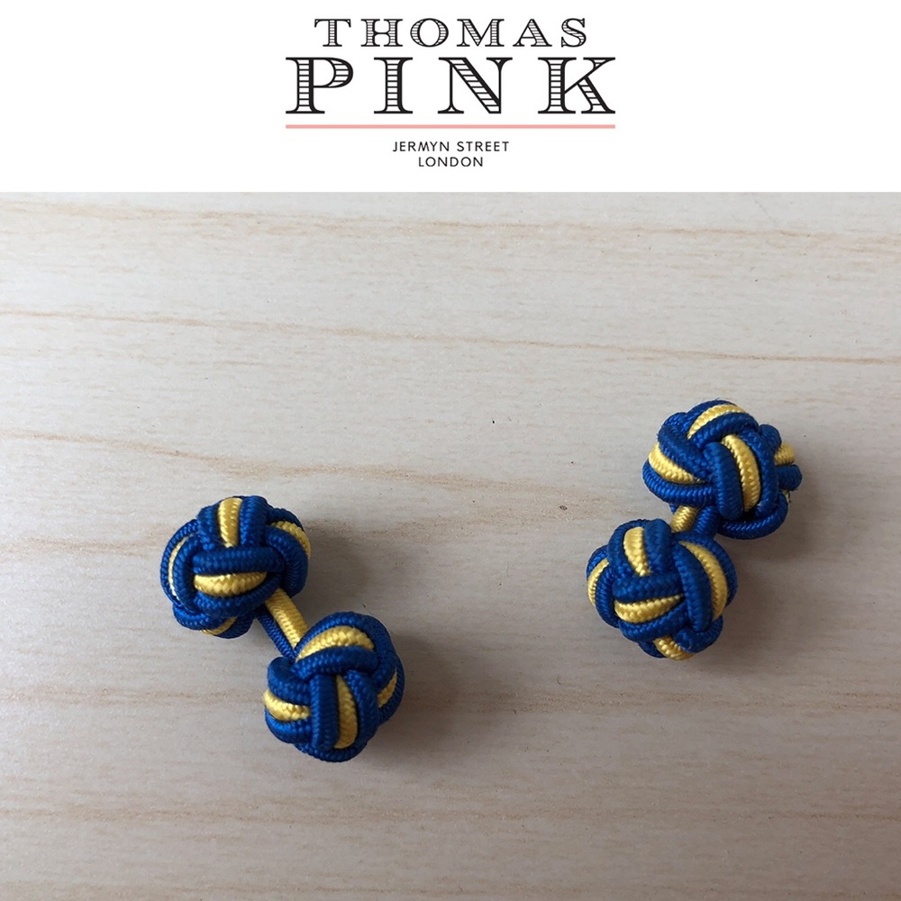 Thomas Pink Blue and Yellow Cuff Knots